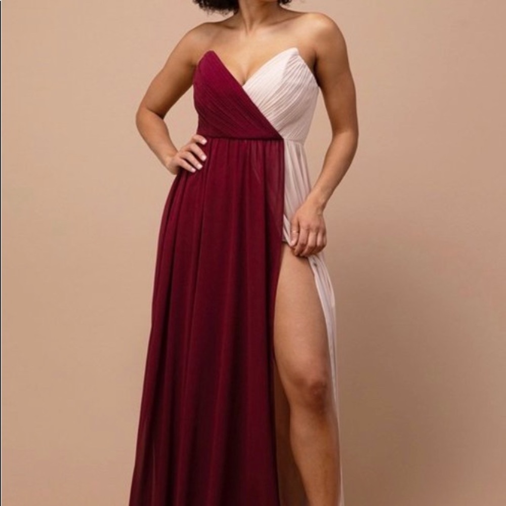 Strapless color block dress